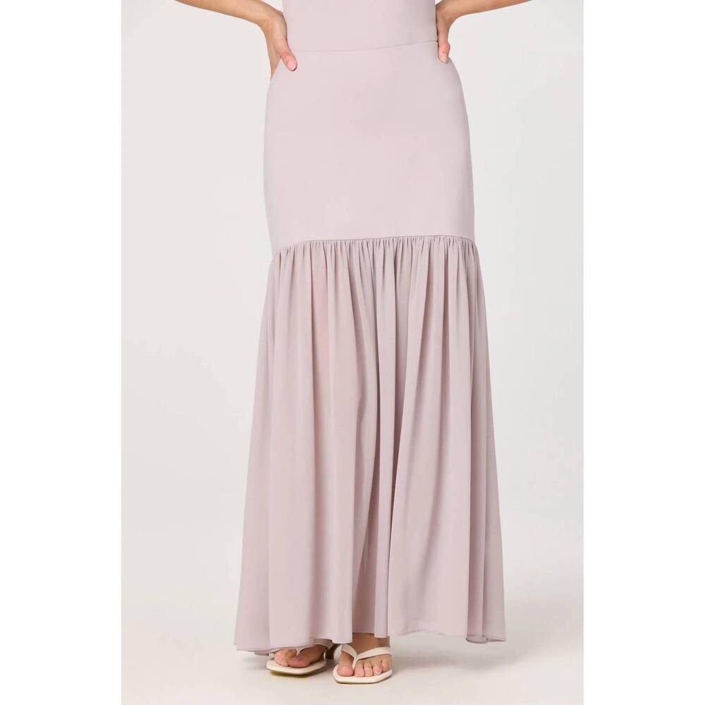 NEW ASTR aloyse contrast gathered maxi skirt in dusty lavender